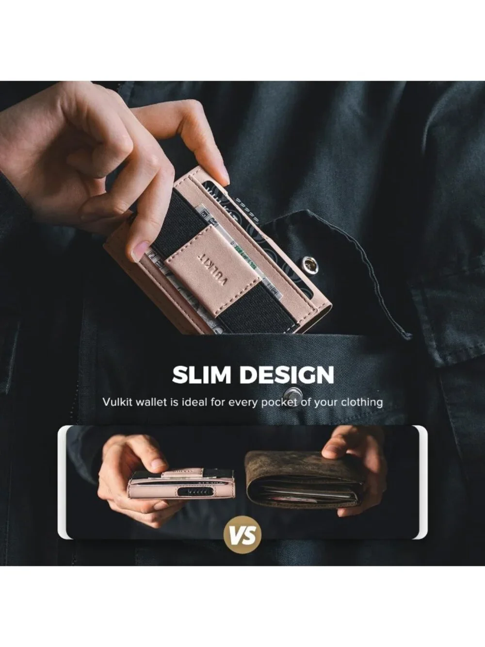 Slim Aluminum RFID Blocking Card Holder with Vegan Leather Sleeve, Pop-Up